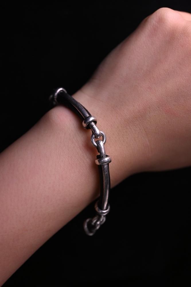 Vintage silver  leather bracelet