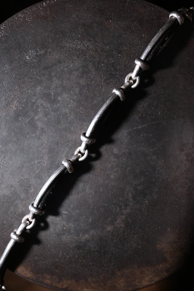 Vintage silver  leather bracelet