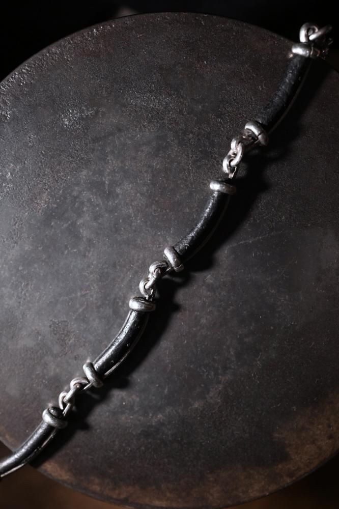 Vintage silver  leather bracelet