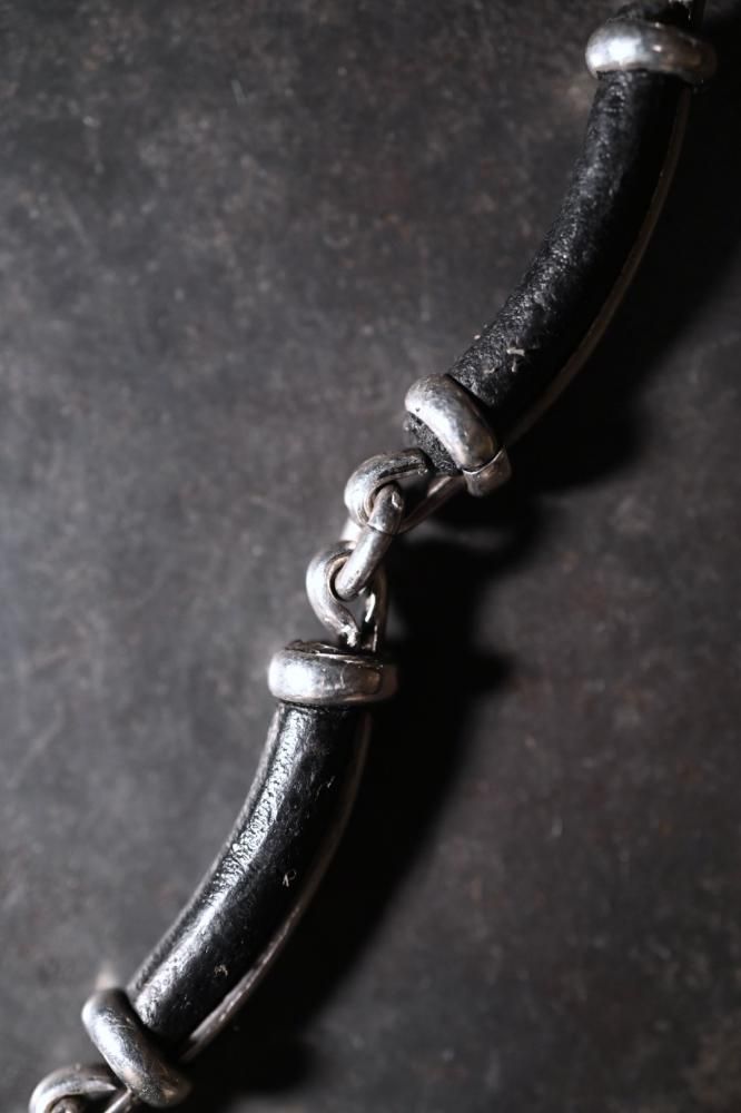 Vintage silver  leather bracelet
