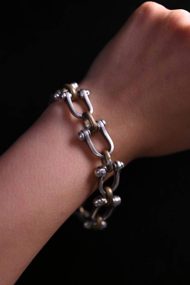 Vintage silver  brass shackle bracelet