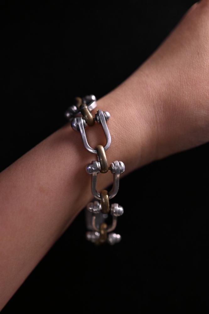 Vintage silver  brass shackle bracelet