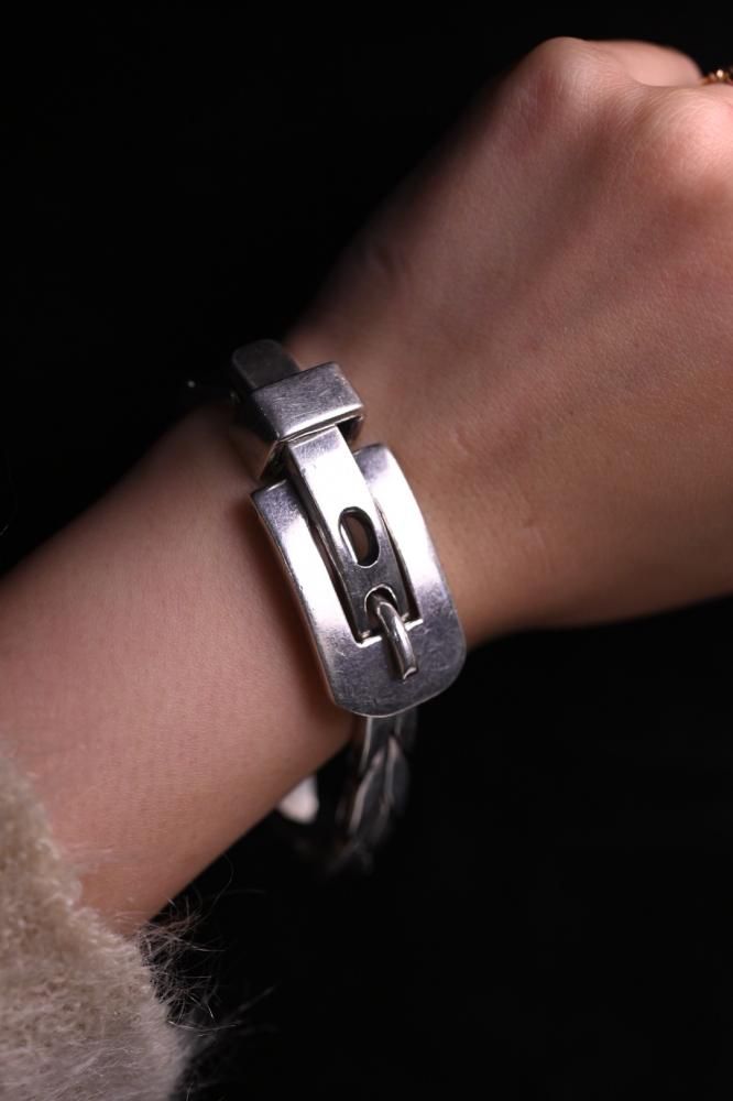 Vintage heavy silver belt bracelet