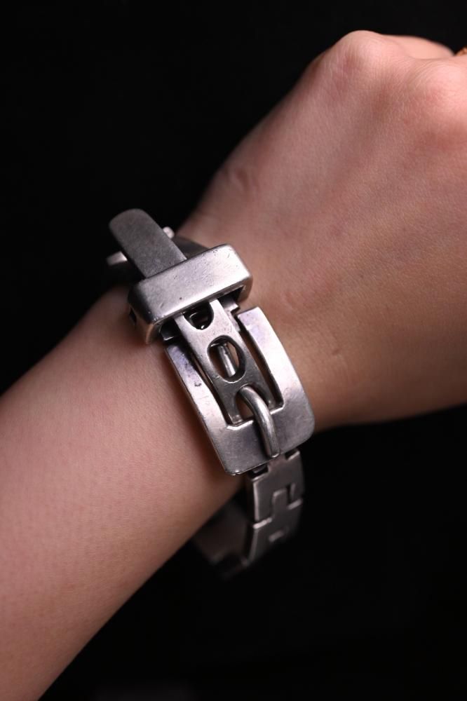 Vintage heavy silver belt bracelet