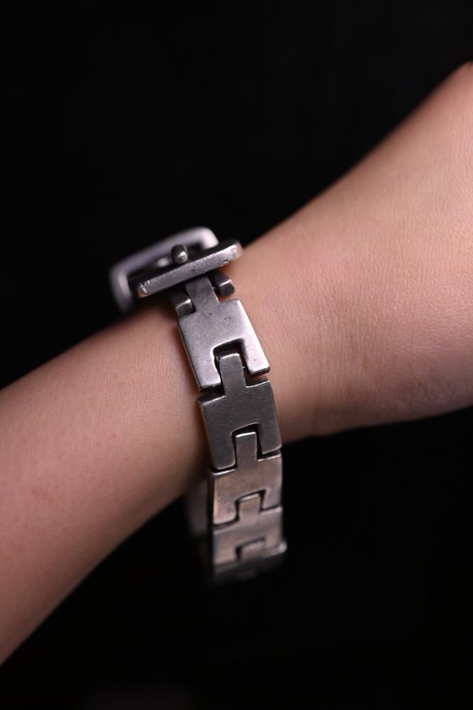 Vintage heavy silver belt bracelet