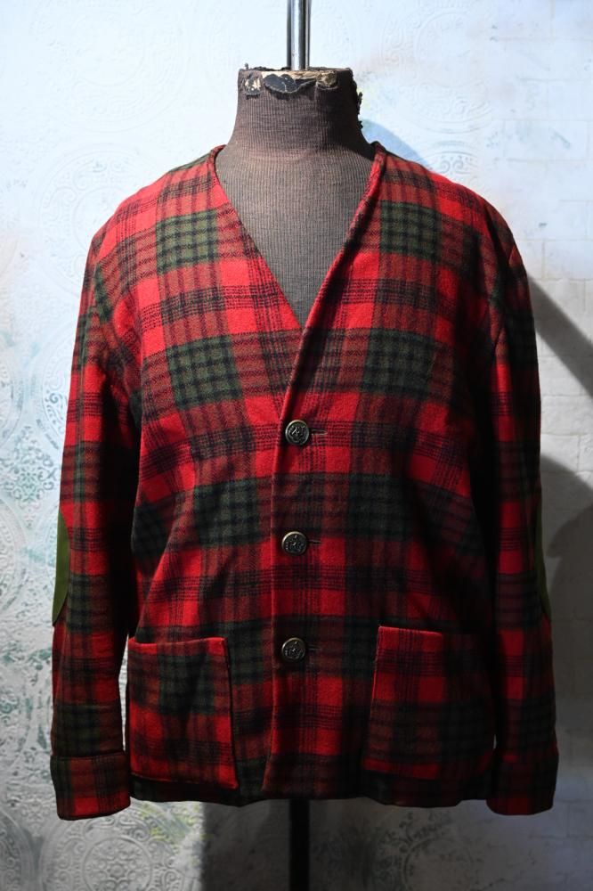 us 1960's wool check collarless jacket