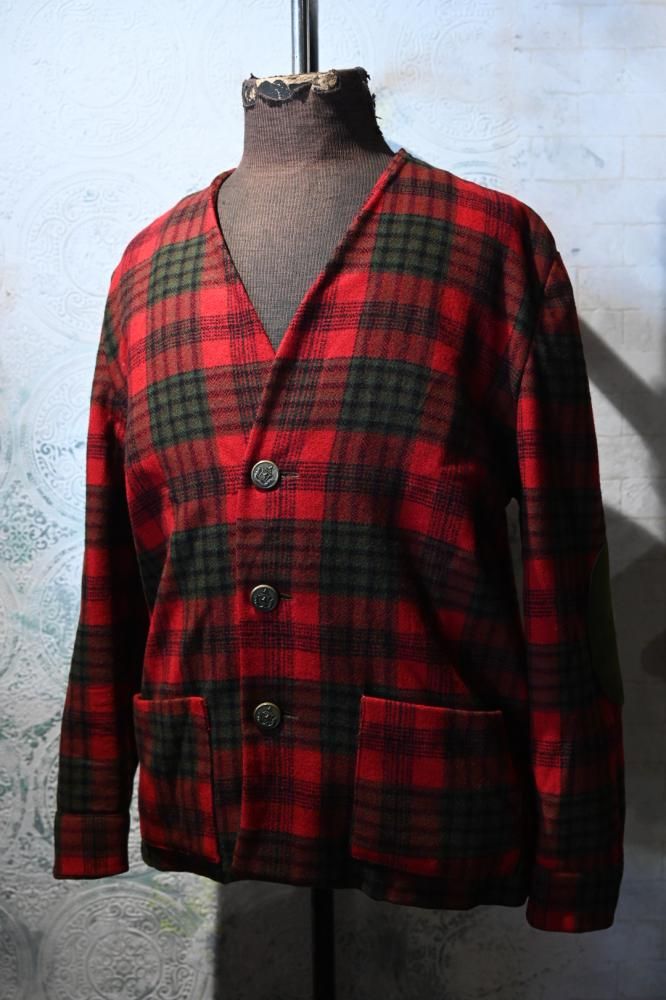 us 1960's wool check collarless jacket