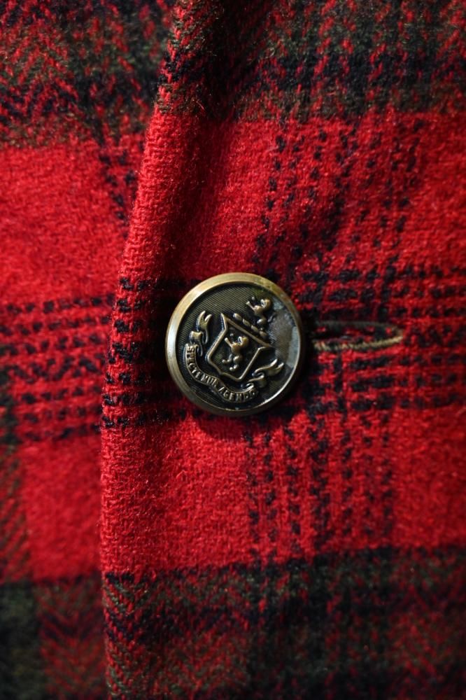 us 1960's wool check collarless jacket
