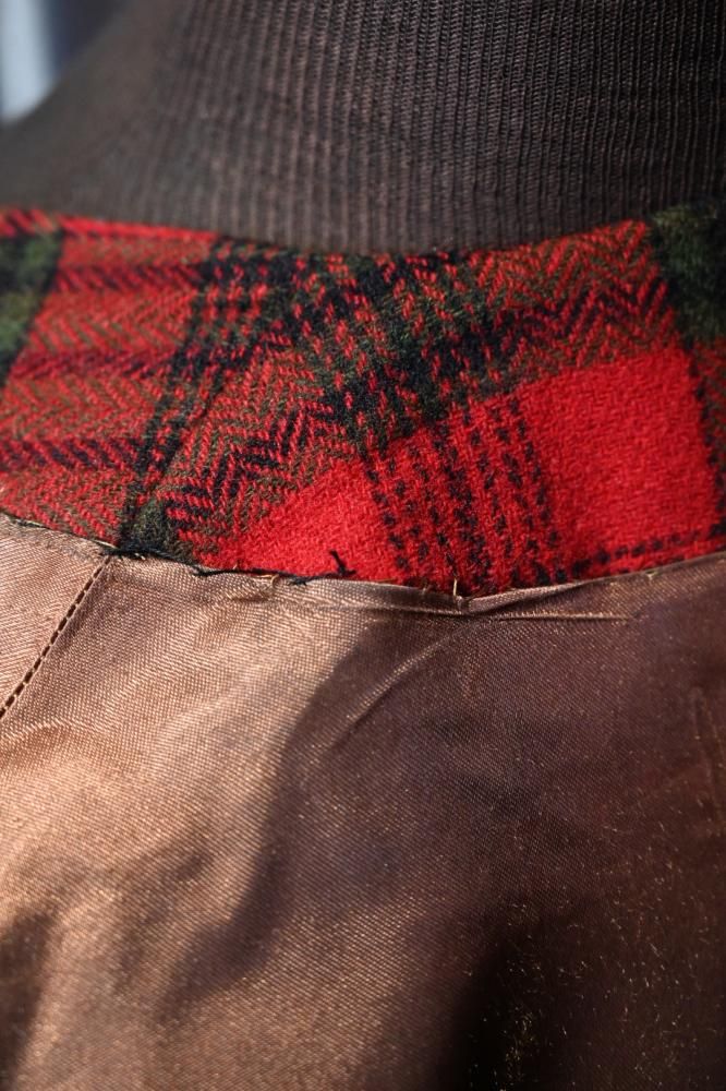 us 1960's wool check collarless jacket