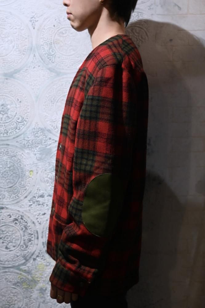 us 1960's wool check collarless jacket