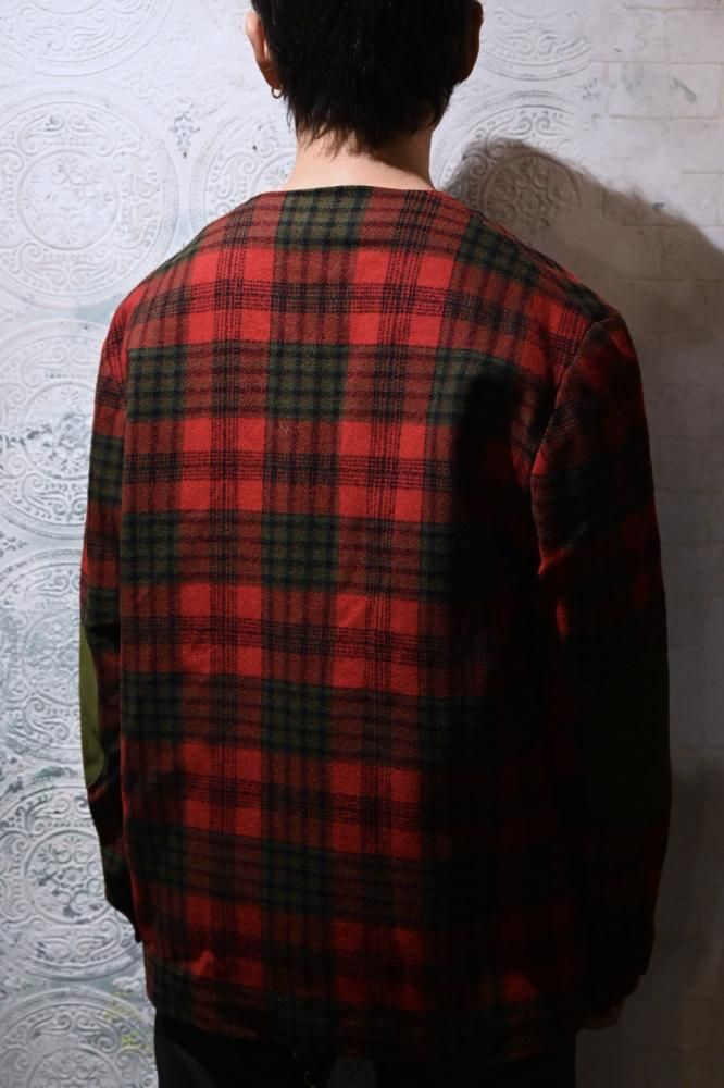 us 1960's wool check collarless jacket