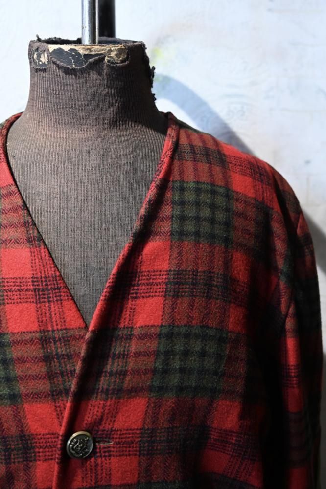 us 1960's wool check collarless jacket