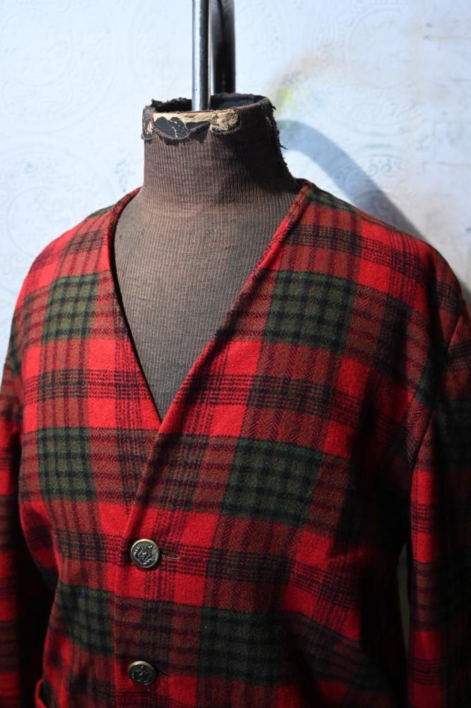 us 1960's wool check collarless jacket