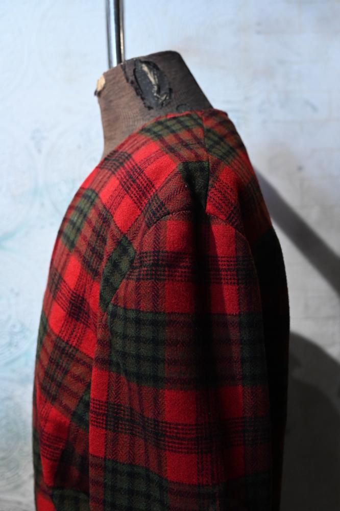us 1960's wool check collarless jacket