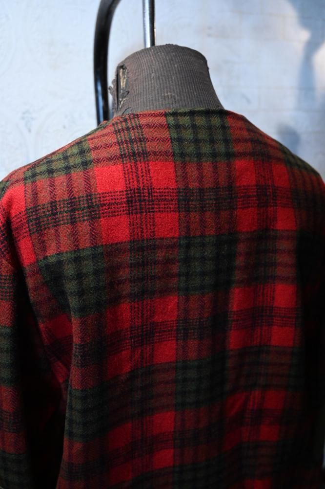us 1960's wool check collarless jacket