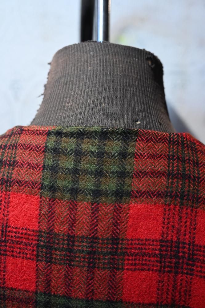 us 1960's wool check collarless jacket
