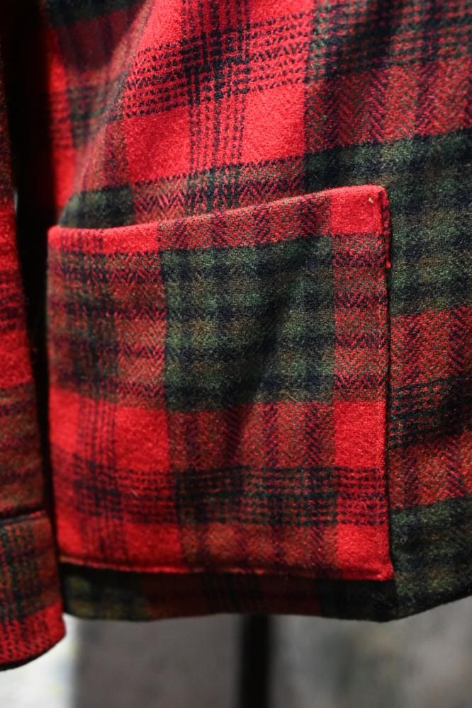 us 1960's wool check collarless jacket