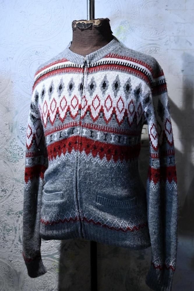us 1960's zip up knit cardigan 