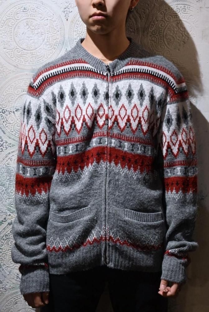 us 1960's zip up knit cardigan 