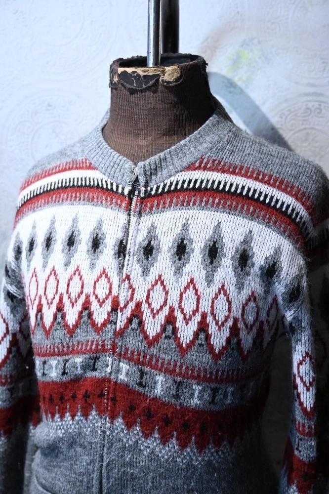 us 1960's zip up knit cardigan 