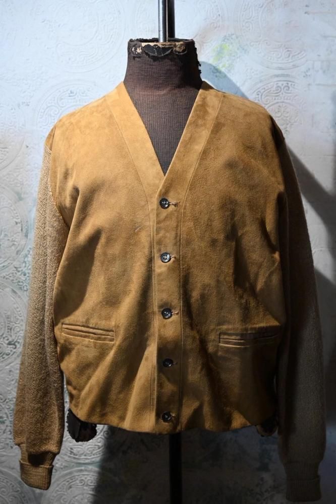 us 1960's~ suede  mohair wool cardigan