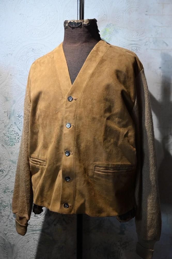 us 1960's~ suede  mohair wool cardigan