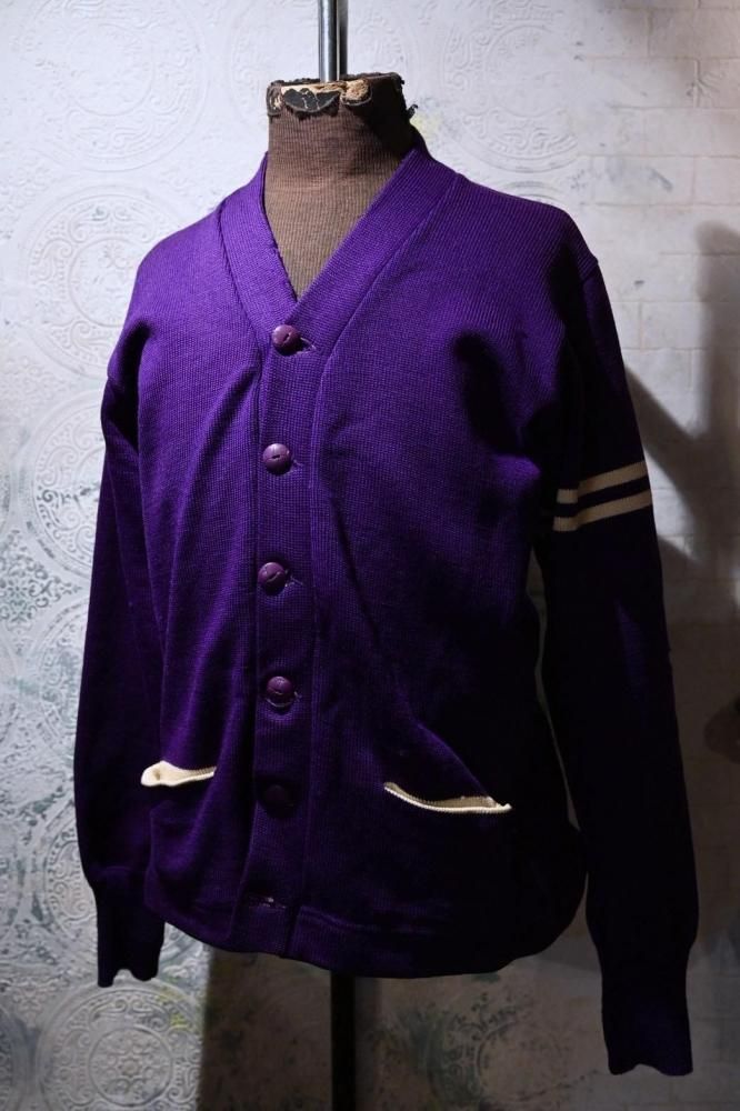 us 1950's wool knit lettered cardigan