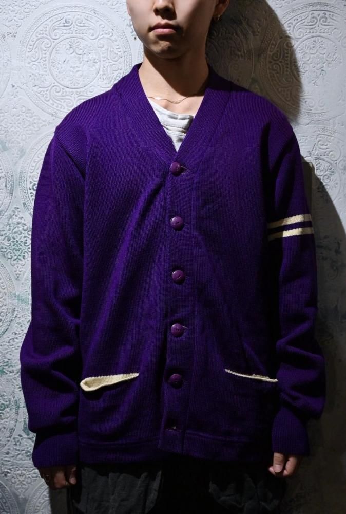 us 1950's wool knit lettered cardigan