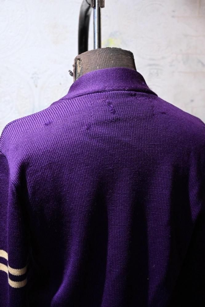 us 1950's wool knit lettered cardigan