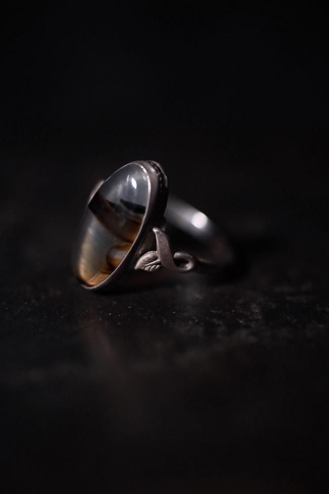 Vintage silver  agate ring 18