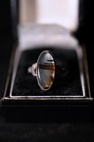 Vintage silver �� agate ring 18��