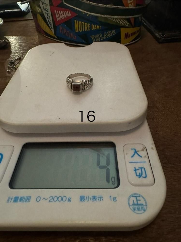 Vintage silver �� red stone ring 16��