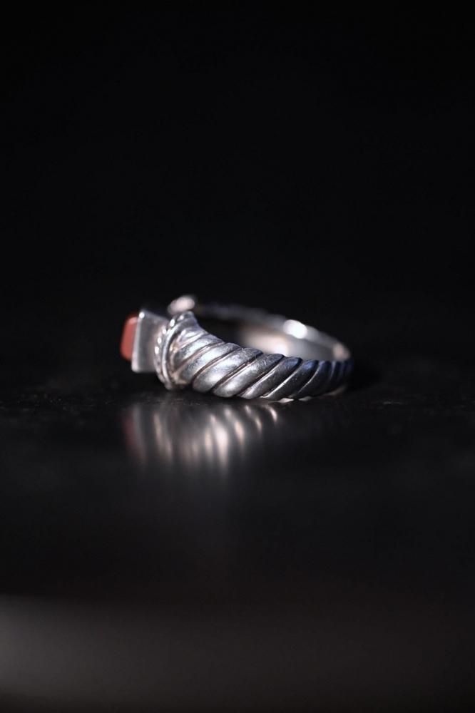 Vintage silver �� red stone ring 16��