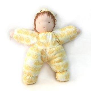 童の抱き人形　大　黄色いゾウ柄の服