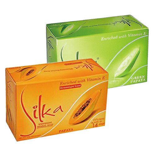 天然パパイン酵素配合美容石けん)Silka PAPAYA シルカパパイヤソープ WHITENING Herbal Soap (90g)