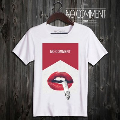 NO COMMENT T-SHIRT M-CREW JP red smoke
