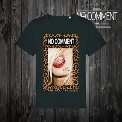 NO COMMENT　T-SHIRT M-CREW JP leopard tongue