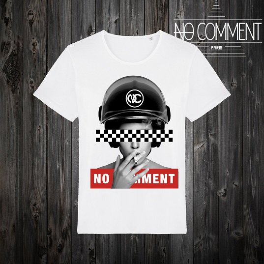 NO COMMENT T-SHIRT M-CREW JP checker helmet - インポートブランド