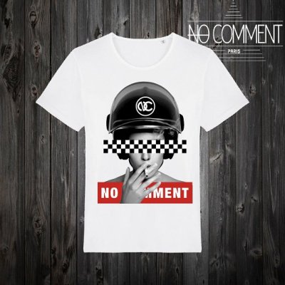 NO COMMENT T-SHIRT M-CREW JP checker helmet