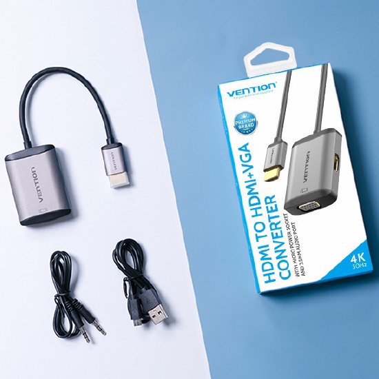 AFV】HDMI to HDMI+VGA 変換ケーブル 0.15M Gray Metal Type / VENTION