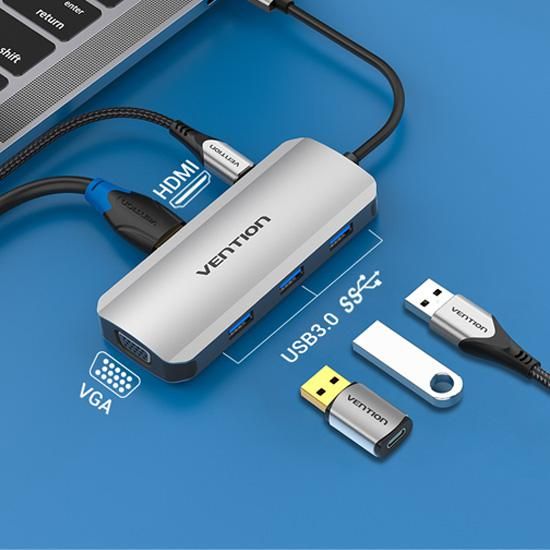 TOI】USB-C to HDMI/VGA/USB 3.0x3/PD ﾄﾞｯｷﾝｸﾞｽﾃｰｼｮﾝ / VENTION