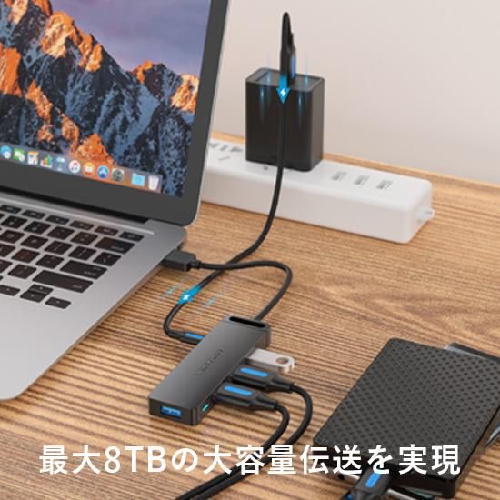 【CHL】4-Port USB 2.0 ハブ セルフパワー / バスパワー対応 Black / VENTION