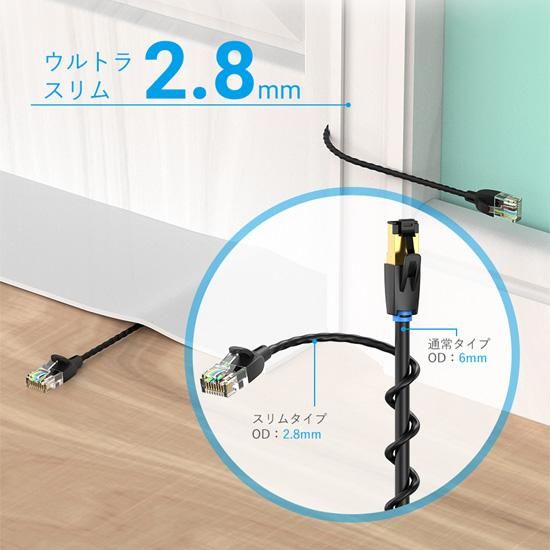 IBI】CAT6a UTP LANケーブル Black / VENTION