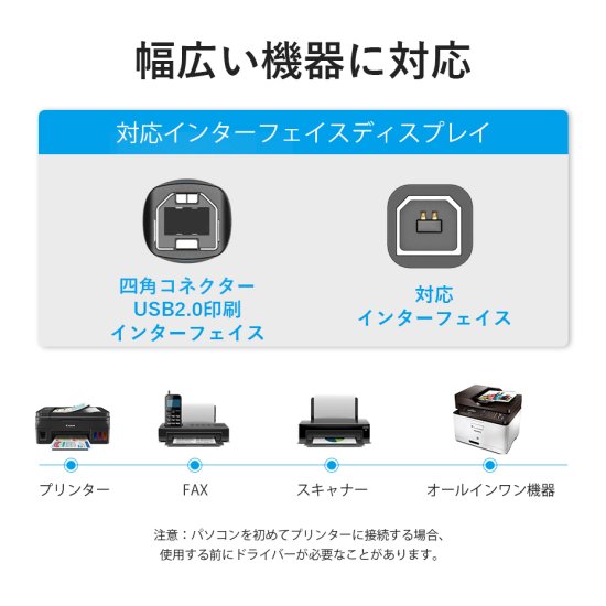 COQ】USB 2.0 A Male to B Maleケーブル Black PVC Type / VENTION