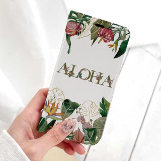 【送料無料・受注生産】手帳型iPhoneケース（Aloha Leaves）