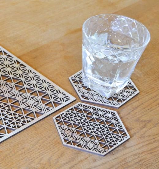 組子文様コースター ー2枚セットー - あすなろ木彩本店