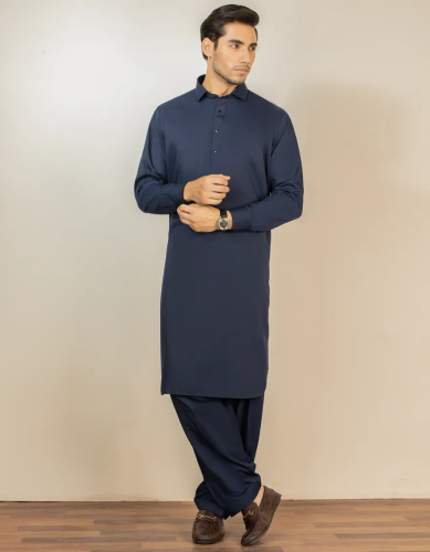 <img class='new_mark_img1' src='https://img.shop-pro.jp/img/new/icons8.gif' style='border:none;display:inline;margin:0px;padding:0px;width:auto;' />NAVY BLUE BLENDED KAMEEZ SHALWAR 