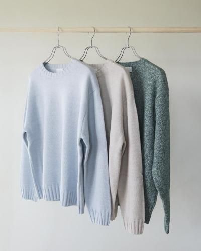 <img class='new_mark_img1' src='https://img.shop-pro.jp/img/new/icons8.gif' style='border:none;display:inline;margin:0px;padding:0px;width:auto;' />[ Soliloquy ] Cotton Lambwool Cashmere SweaterBEIGE,SAXE,GREEN