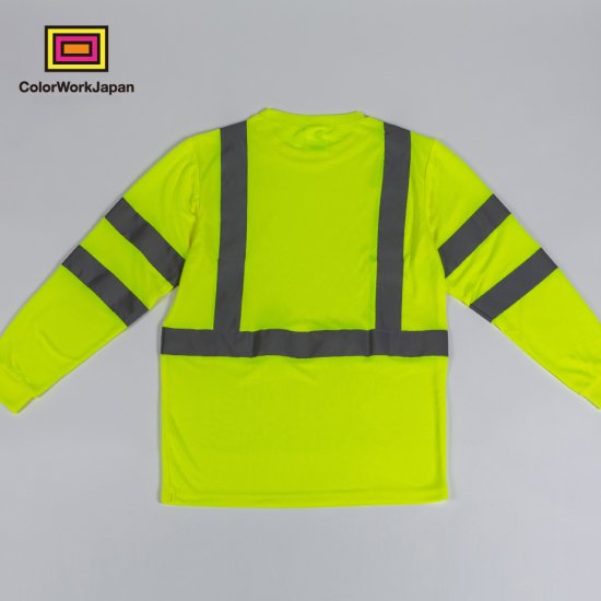 Hi-Vis リフレクター長袖ロングTシャツ イエロー - colorworkjapan