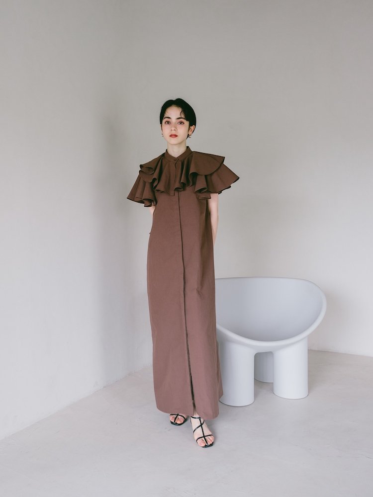 Multi Way Tiered Sleeve Dress / Brown